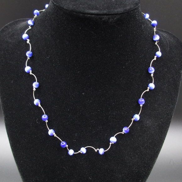 Jewelry - Vintage 16 Inch Blue Beaded Necklace